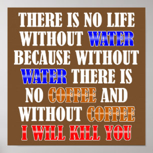 Café É Vida Placa de Sinal Poster Divertido