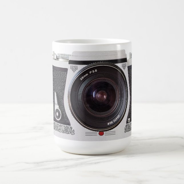 Café Efeito retro da câmera 80s na caneca do chá ou de (Centro)