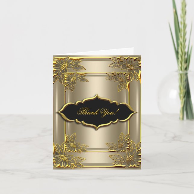 Café Elegante cartões de agradecimentos Dourado (Frente)