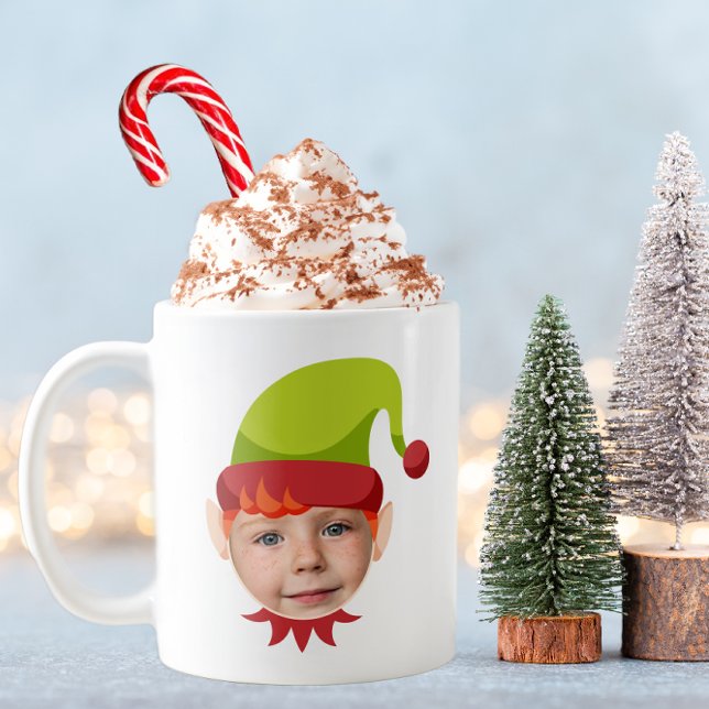 Café Elf Engraçado Enfrentando A Caneca De Natal (Elf Face Funny Kids Christmas Mug)