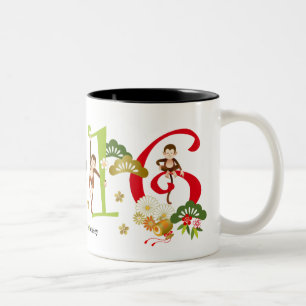 Café Em Dois Tons 2016 anos de caneca bonito do macaco