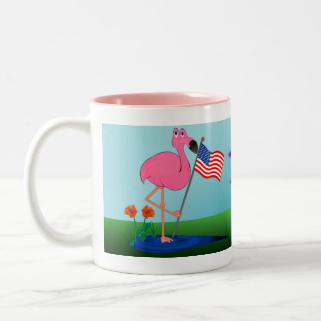 Café Em Dois Tons 4o engraçado da caneca do flamingo de julho (Esquerda)