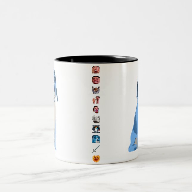 Café Em Dois Tons A caneca azul de Ned com Emote a listra (Centro)