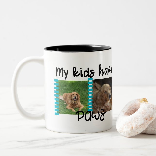 Café Em Dois Tons A caneca da foto do animal de estimação meus (Com Donut)