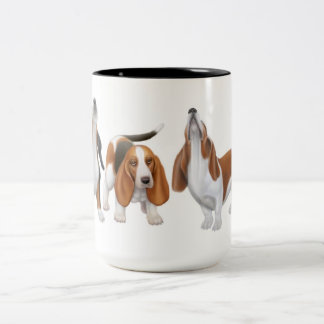 Café Em Dois Tons A caneca dos cães de Basset do urro