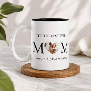 Café Em Dois Tons À Melhor Mãe Caneca de Coração com Foto – Personal