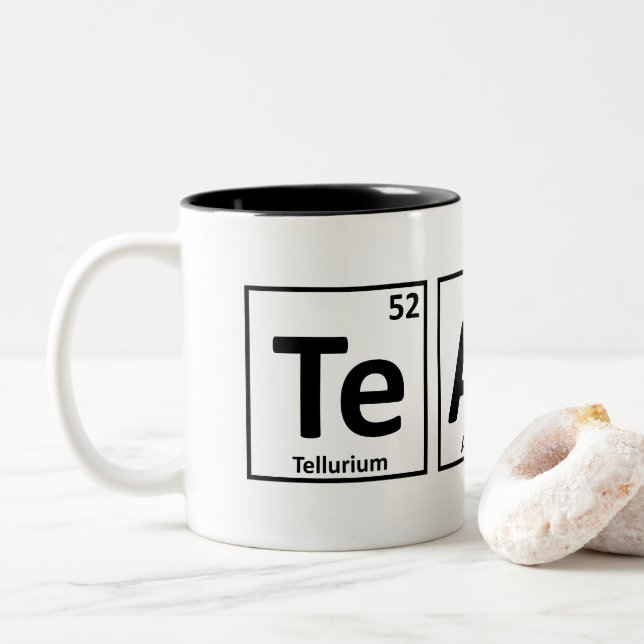 Café Em Dois Tons A mesa de elementos periódica ensina a caneca (Com Donut)