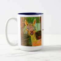 Alpaca de Hilda com caneca da história