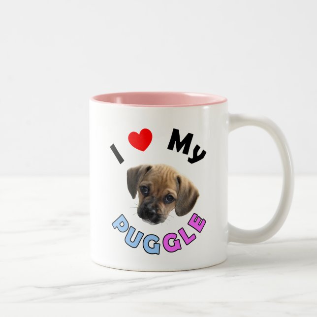 Café Em Dois Tons Ame minha caneca de Puggle (Direita)