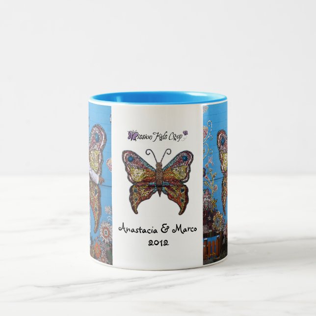 Café Em Dois Tons Anastacia & caneca da borboleta de Marco (Centro)
