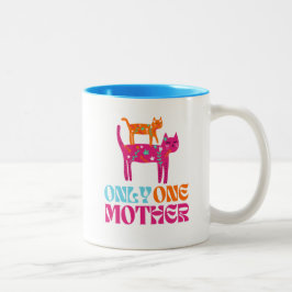 Café Em Dois Tons Apenas Uma Mãe Colorida, Uma Caneca De Gato Floral