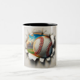 Café Em Dois Tons Baseball através da caneca de vidro