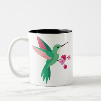 Café Em Dois Tons Belo beija-flor na caneca de médio