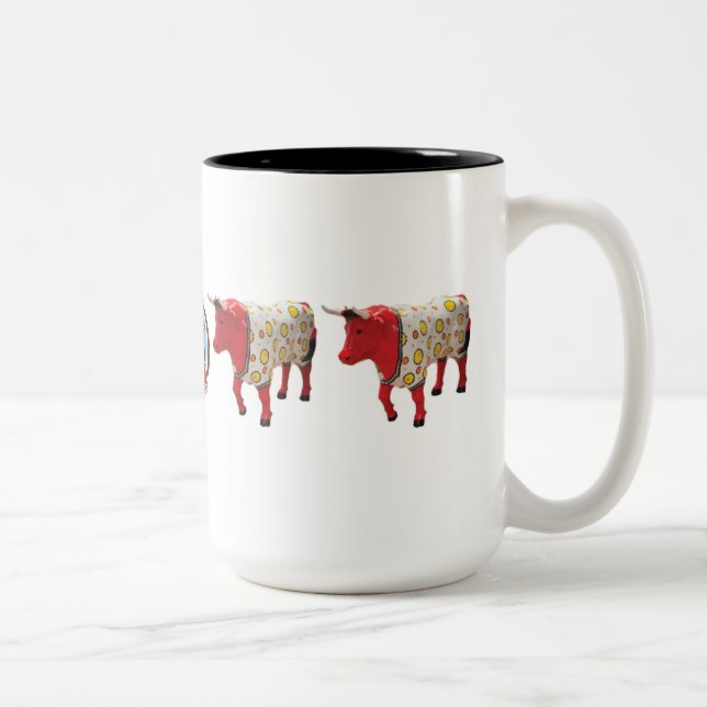 Café Em Dois Tons "Boi nos pijamas" caneca de 15 onças (Direita)
