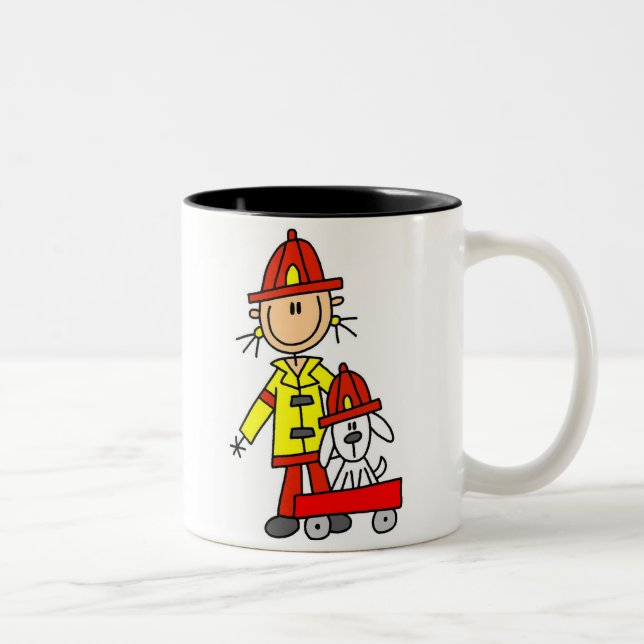 Café Em Dois Tons Bombeiro com Boneco de Palito com Caneca de Dálmat (Direita)