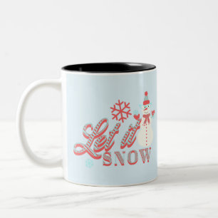 Café Em Dois Tons Boneco de Neve Retro Deixe a Neve Cair Caneca de C