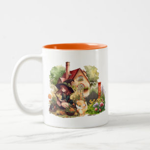 Café Em Dois Tons Bruxa e Raposa Fofinhos Caneca de Duas Cores
