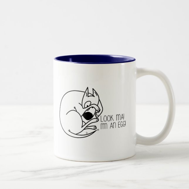 Café Em Dois Tons Cabeça engraçada do ovo da caneca de bull terrier (Direita)