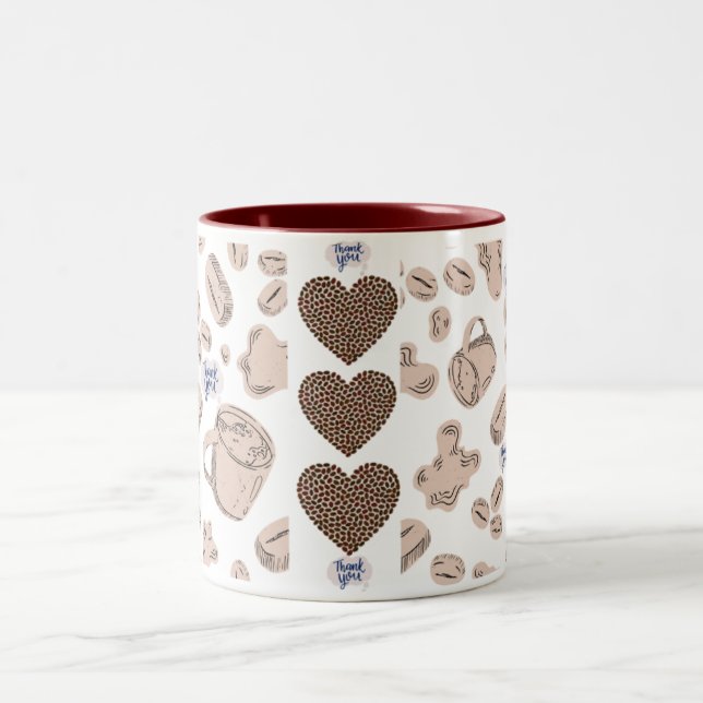 Café Em Dois Tons Café, caneca de chá com mensagem "Obrigado" (Centro)