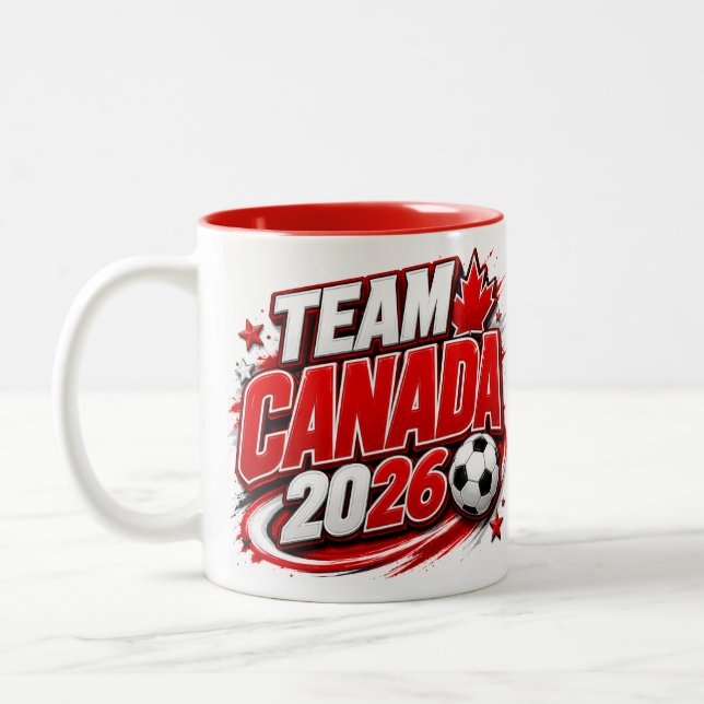 Café Em Dois Tons CANADÁ TIME 2026 Caneca para Fã de Futebol | Canad (Esquerda)