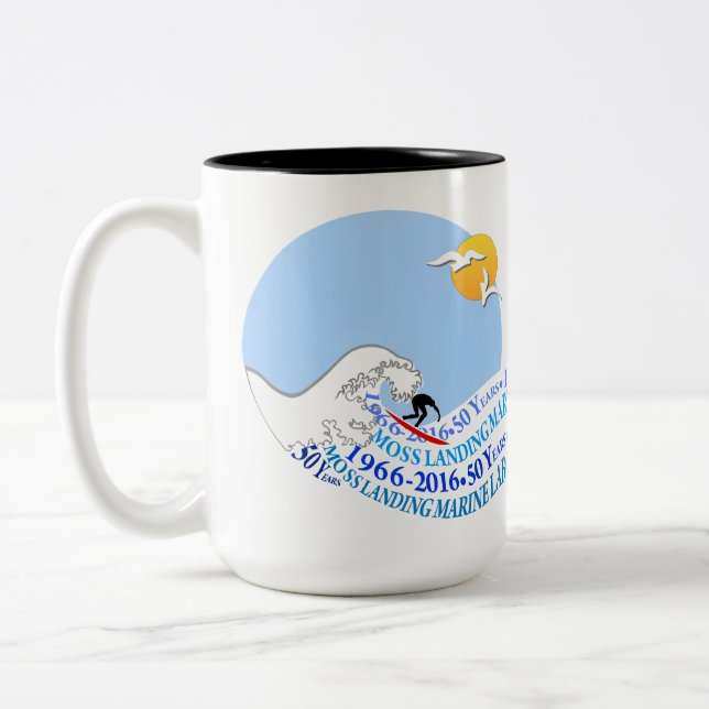 Café Em Dois Tons Caneca (15 onças): dois-tom, onda de MLML 50th (Esquerda)
