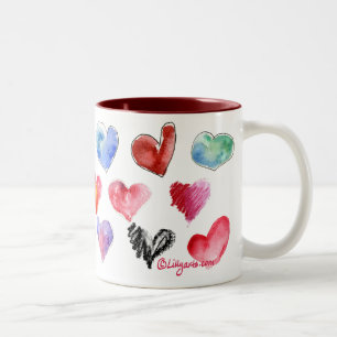 Café Em Dois Tons Caneca 3 dos corações do amor dos namorados de 4
