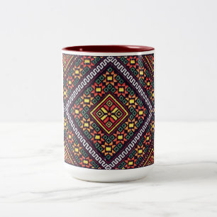 Café Em Dois Tons Caneca alaranjada dos sóis do bordado de