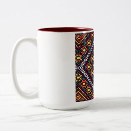 Café Em Dois Tons Caneca alaranjada dos sóis do bordado de