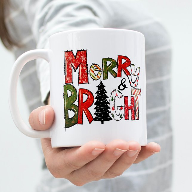 Café Em Dois Tons Caneca Alegre e Brilhante – Design Alfabeto de Fer (Criador carregado)