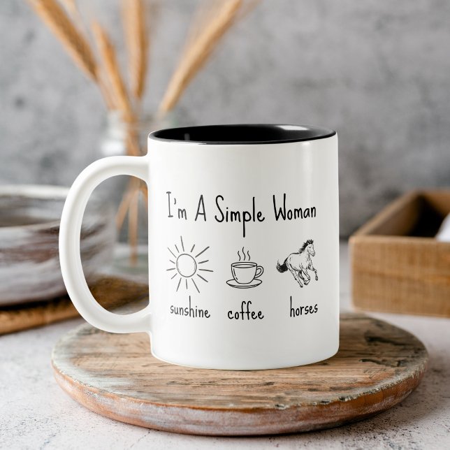 Café Em Dois Tons Caneca Amante de Cavalos Mulher Simples (Simple Woman Horse Lover Mug)
