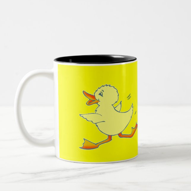 Café Em Dois Tons Caneca amarela brilhante do pato de Quackers (Esquerda)