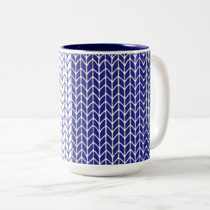 Café Em Dois Tons CANECA AZUL E BRANCA DE TRICÔ Azul-Marinho de Duas