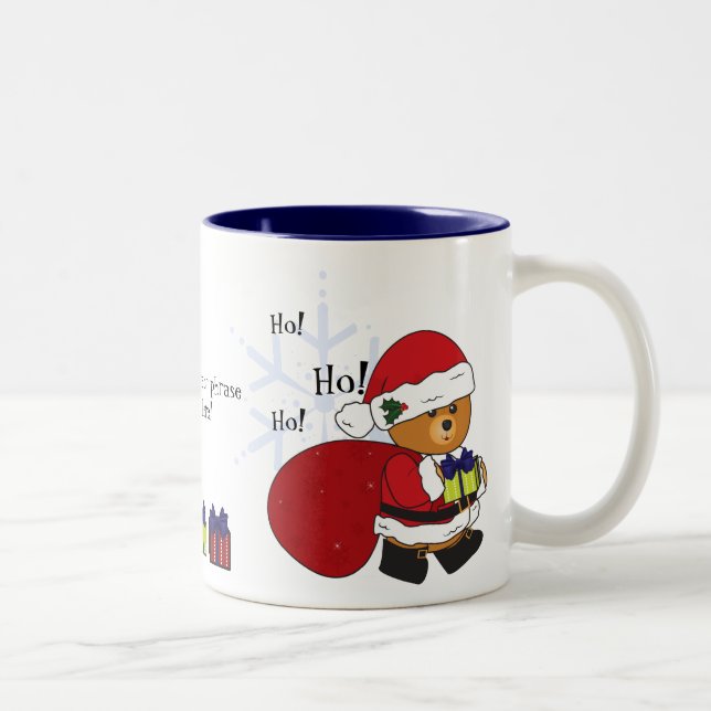 Café Em Dois Tons Caneca bonito customizável do Natal do urso de (Direita)
