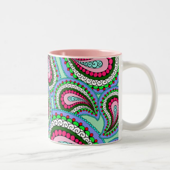 Café Em Dois Tons Caneca bonito de Paisley (Direita)