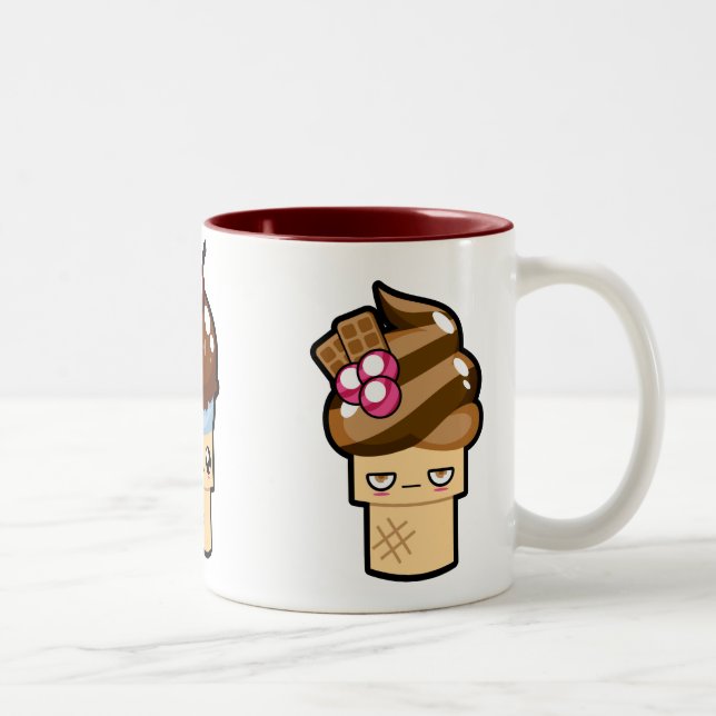 Café Em Dois Tons Caneca bonito dos cones do sorvete de Kawaii (Direita)