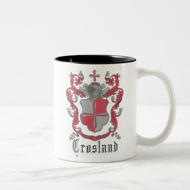 Café Em Dois Tons Caneca Brilhante-Bem da brasão de Crosland (Direita)