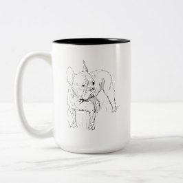 Café Em Dois Tons Caneca Bulldog Francês – Ilustração de Cachorro De