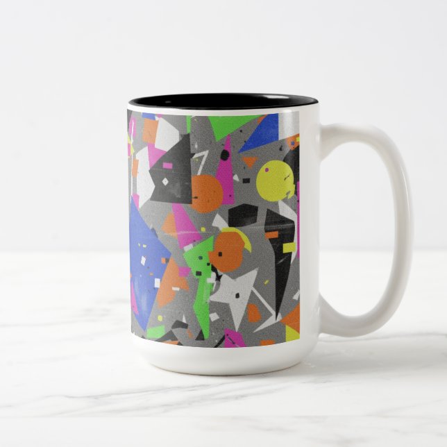 Café Em Dois Tons Caneca Caótica Abstrata de Duas Cores | Sobreposiç (Direita)