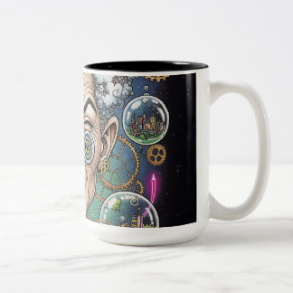 Café Em Dois Tons Caneca Caricatura de Expressão Louca – Arte Única