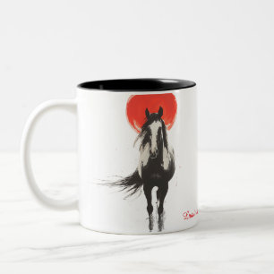 Café Em Dois Tons Caneca Cavalo de Fogo Lua Vermelha