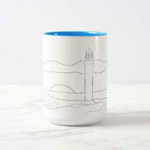 Café Em Dois Tons Caneca - Cena do Farol Colorido de Adultos