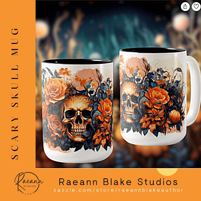 Café Em Dois Tons Caneca Cerâmica de Caveira Assustadora de Hallowee (Criador carregado)