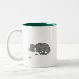 Café Em Dois Tons caneca cinzenta do gato de gato malhado