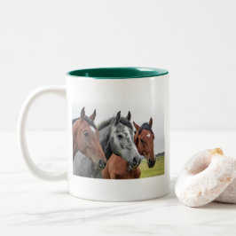Café Em Dois Tons Caneca Clássica Branca com Cabeça de Cavalo Borda