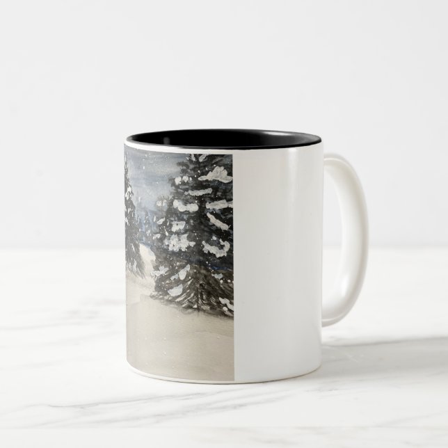 Café Em Dois Tons Caneca Clássica de Árvore Neve, 11 oz (Frente Esquerda)
