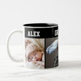 Café Em Dois Tons Caneca Colagem de 3 Fotos Primeiro Avô Moderno