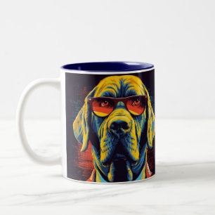 Café Em Dois Tons Caneca Colorida do Cachorro Legal com Óculos de So