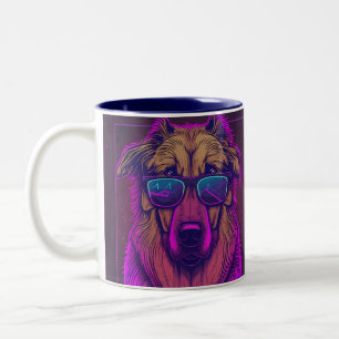 Café Em Dois Tons Caneca Colorida do Cachorro Legal com Óculos de So