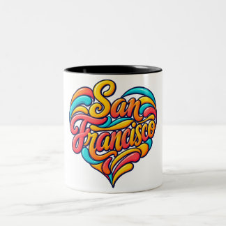 Café Em Dois Tons Caneca Colorida do Coração de São Francisco