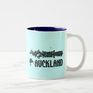 Café Em Dois Tons Caneca com a paisagem urbana de Auckland Nova Zelâ